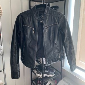 Forever21, black vegan leather jacket, size small